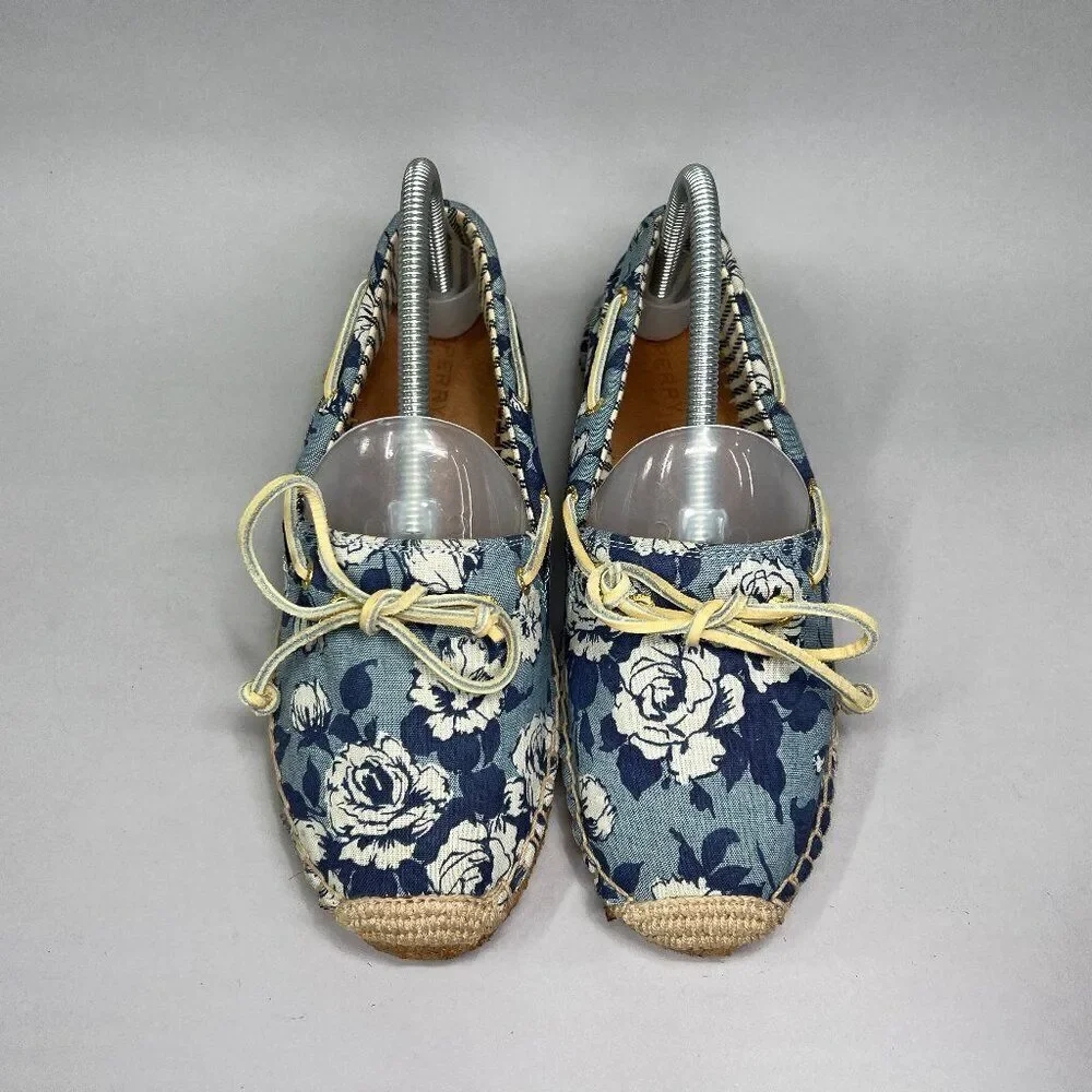 Sperry Loafers Women's Size‎ 8 Blue Floral Print Espadrille Slip On Shoes